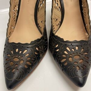 AERIN Brown Laser Cut Leather Pointed Toe Heels Women’s Size 10